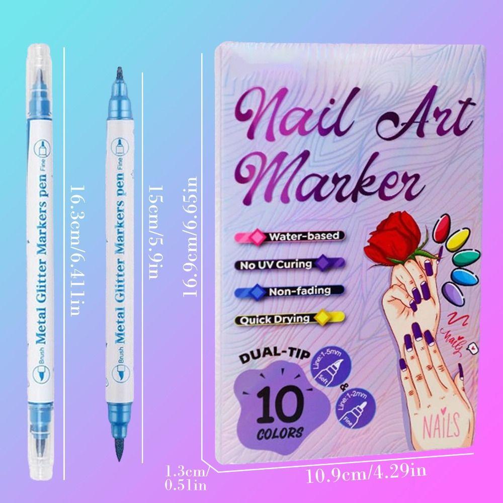 10/12 Colors Quick Dry Nail Art Polish Pens 10/12 Colors Nail Brush Marker Sets  for DIY Nail Art