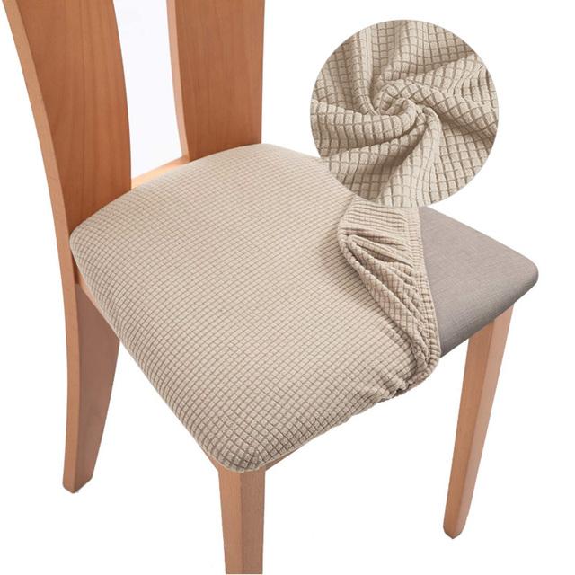 Plaid Jacquard Chair Seat Covers Stretch Thick Elastic Dining Chair Cover Washable Chairs Covers Seat Case For Kitchen Home