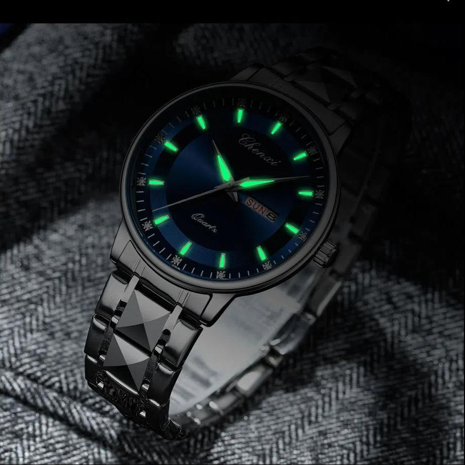 Мужские часы модные простые календарные светящиеся стальные сетчатые наручные часы кварцевые деловые часы для мужчин