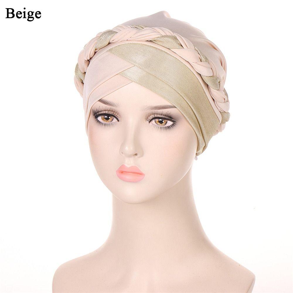 Женская косичка для головы Индийская шапочка для сна с тюрбаном Шапочка для химиотерапии
