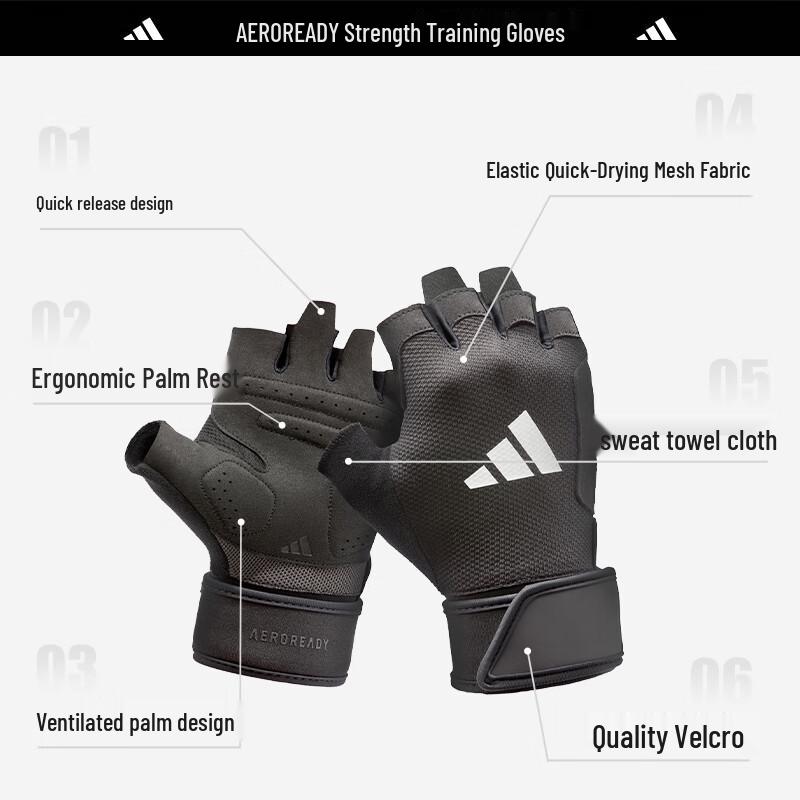 adidas Перчатки для фитнеса и тренировок с открытыми пальцами