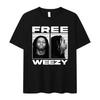 Футболка с графическим принтом рэпера Lil Wayne FREE WEEZY Мужская Хип-хоп Винтажная Готическая Хлопок Оверсайз Y2K Топ Тренд Летняя Уличная одежда