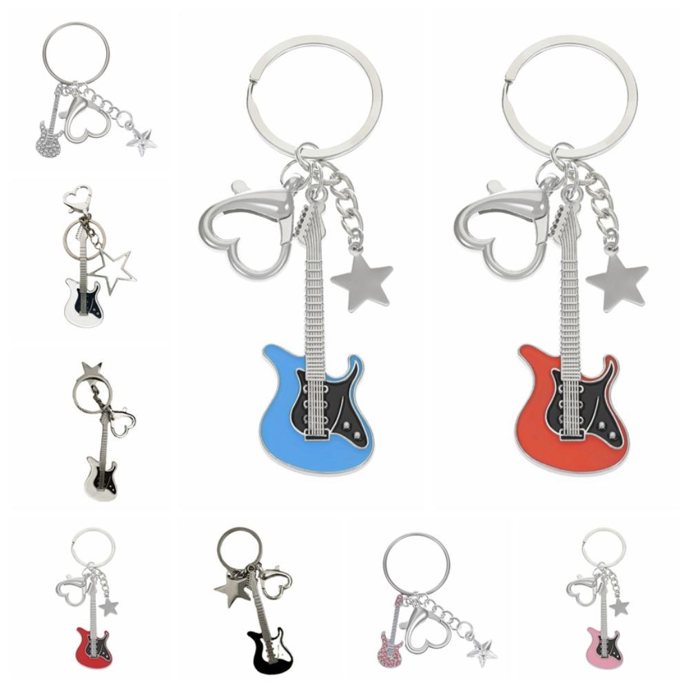 Guitar Guitar Keyring Star Musical Instrument Keychain Guitar Key Chain Musician Jewelry Gift