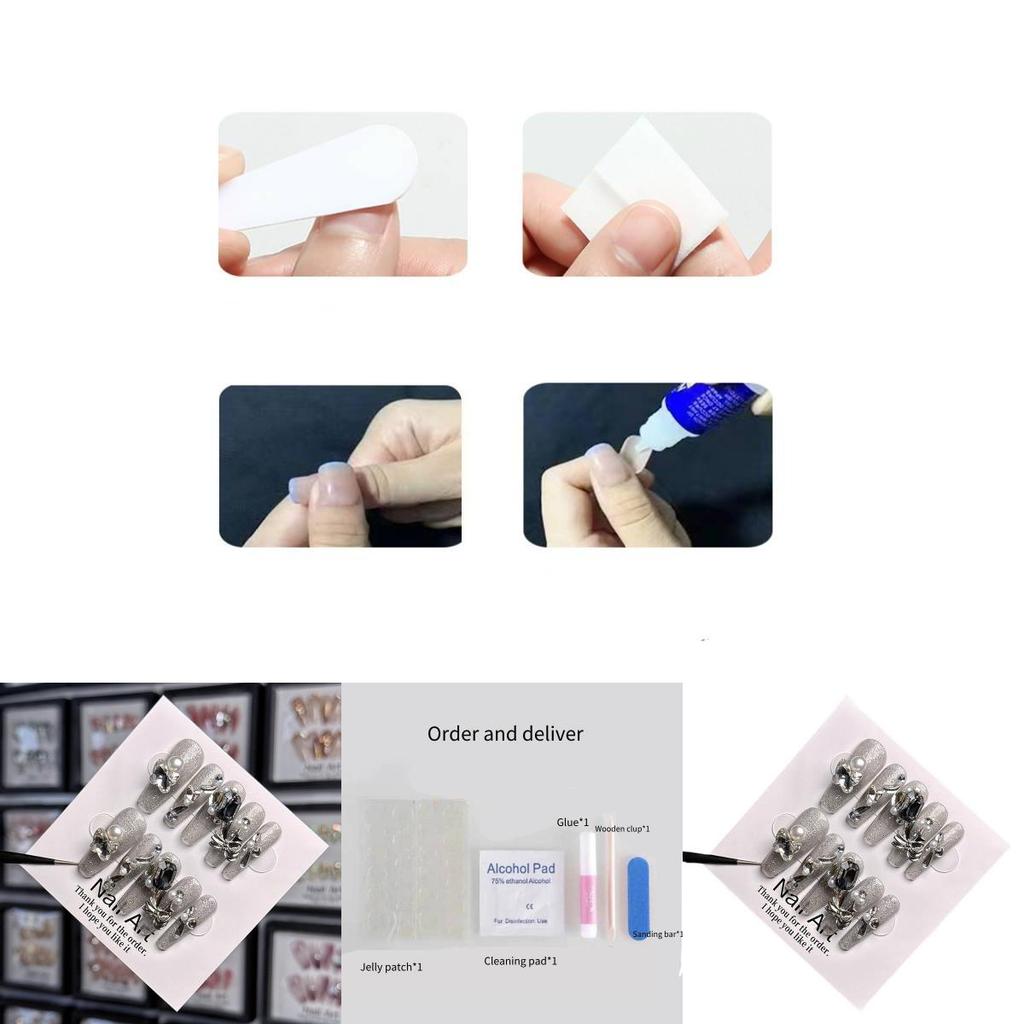 Handmade Luxury European And American Style Nail Art Piece With Big Diamonds And Pearls Detachable And Stylish