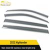 Fits 22 Highlander Rain Guards - 3D Stainless Steel Sun Visor Trim Decoration Stickers