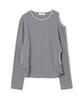 MILLO WOMEN Cutout Striped T-Shirt [Melange Gray]