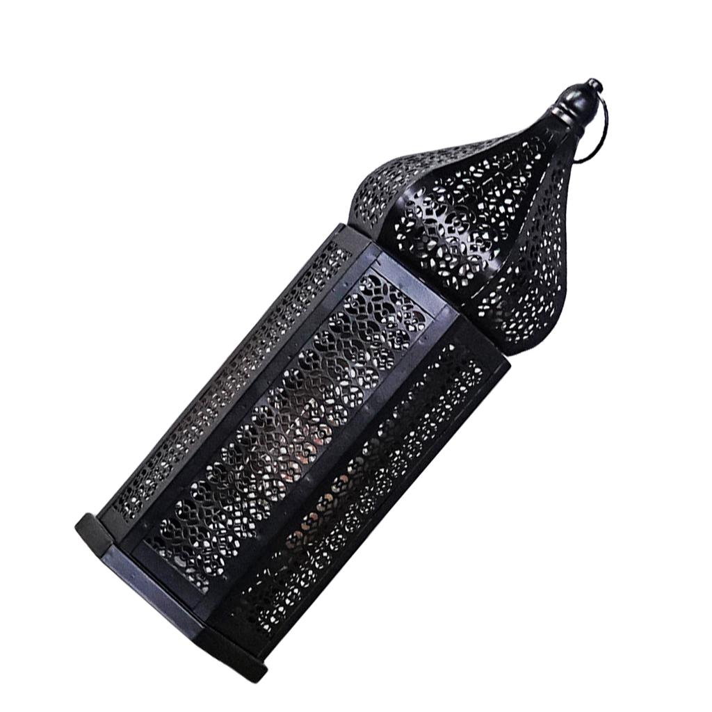 LED Wind Lamp Decorative Moroccan Style LED Iron Lantern with Hollow Pattern for Romantic Room Decoration