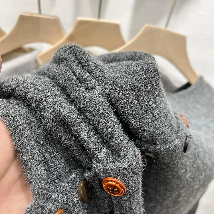 DIMANAF 2025 Осень Женский Жилет без рукавов на пуговицах Свитера Стиль Свободная Вязка Повседневный Свитер