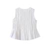 Белый жилет из хлопка и льна, плиссированный короткий топ со шнуровкой, женский, с круглым вырезом, без рукавов, с оборками, топы для отпуска и пляжа, лето