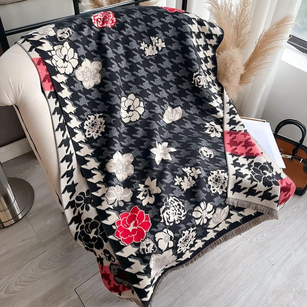 Тысячи Птичьих Сеток, Растения, Цветы, Камелии, Модный И Универсальный, Уверенный И Элегантный Теплый Шарф из Имитации Кашемира