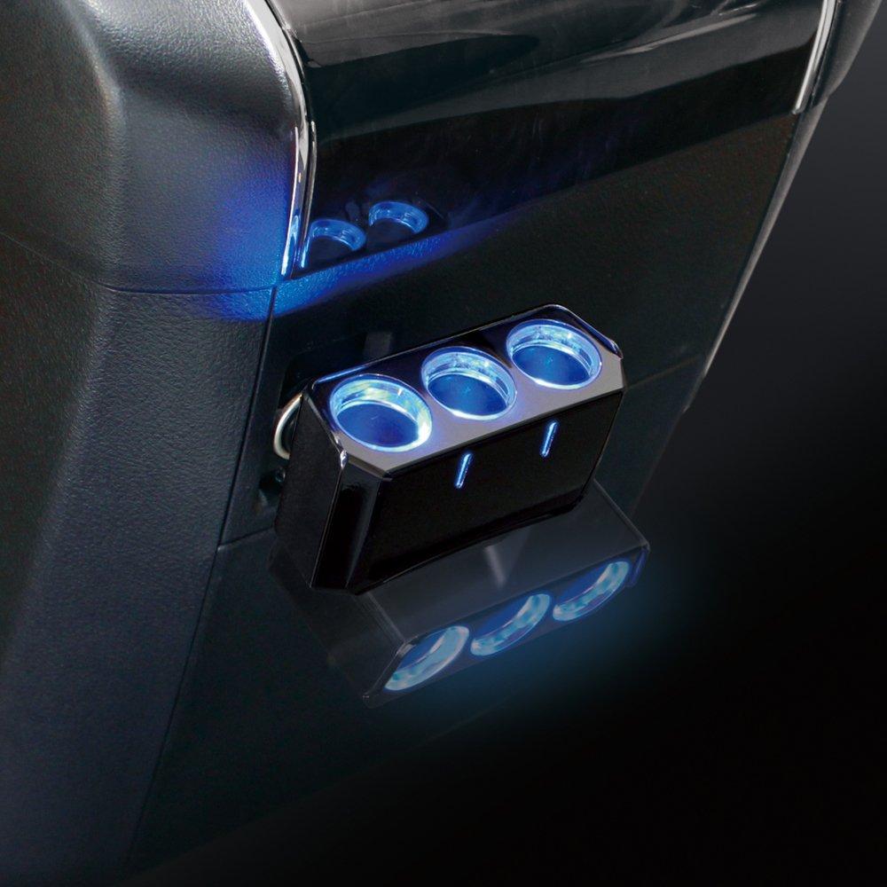 Tsuchiya Yac PZ-737 Автоаксессуары Разветвитель гнезда Прикуривателя Кольцевая подсветка Гнездо Прикуривателя Тройное направление Черный