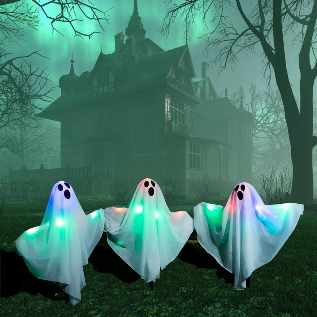 Светящиеся маркеры для тропы с призраками на Хэллоуин, набор из 3 предметов для декора двора с призраками на Хэллоуин