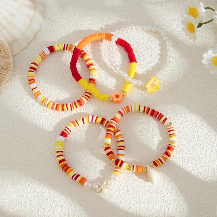 Стильный браслет из мягкой глины на эластичной веревке, красочный браслет ручной работы, модный браслет, наборный браслет для добавления шарма