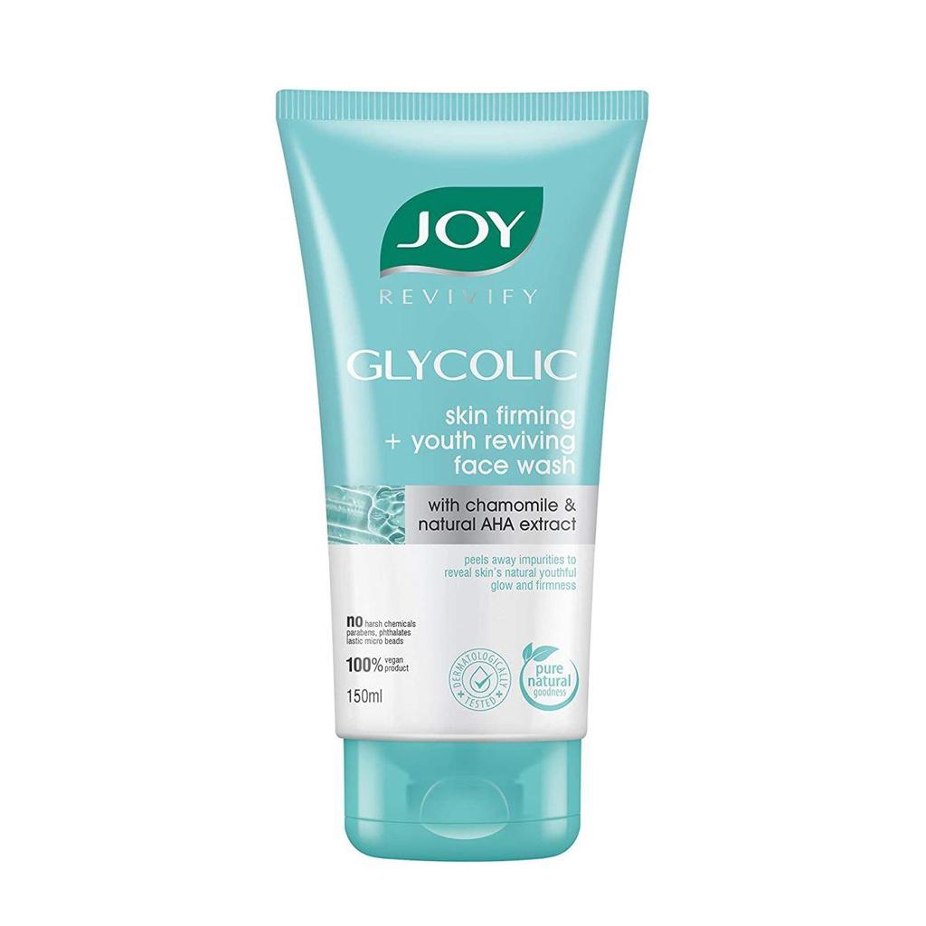 Joy Revivify Glycolic Acid Face Wash | Skin Firming and Youth Reviving with Chamomile Extracts and Natural AHAs - Sulphates, Parabens Free -150 Ml