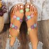Fashion 2025 Summer New Roman Sandals Bohemian Style Set Toe Flower Flat Wear-resistant Women's Shoes Casual Large Size Sandals