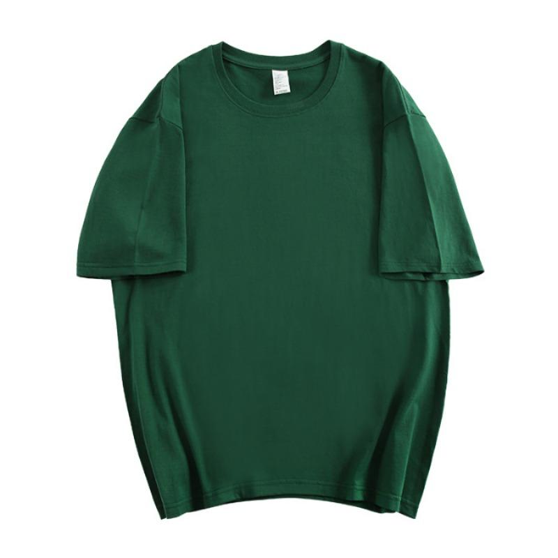 Solid-colored Cotton Sewn Loose Large-sized Pure Cotton Short-sleeved T-shirt for Women's Couple