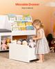 Kids Reading Nook, Wooden Storage Bench with Backrest, Kids Bookshelf & Toy Organizer, Large Toy Box Chest for Playroom, Living Room or Entryway, Easy