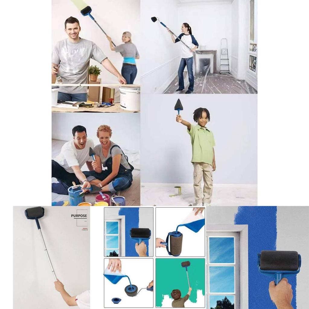 Основная круглая валиковая кисть для гладкого нанесения краски при ремонте дома с удлиненной ручкой