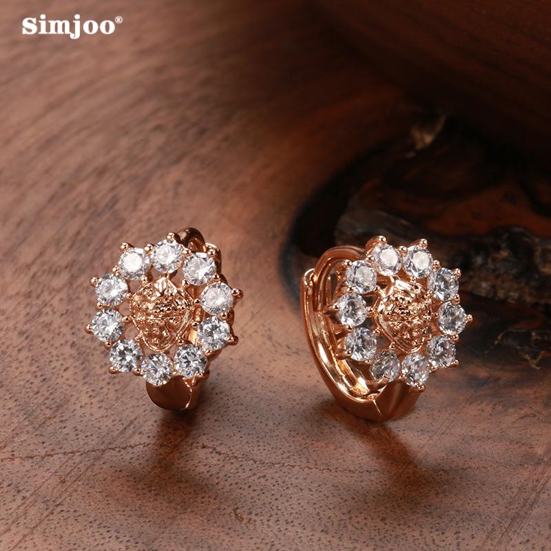 SIMJOO Серьги из розового золота Стильные и свежие серьги с цирконом подсолнуха