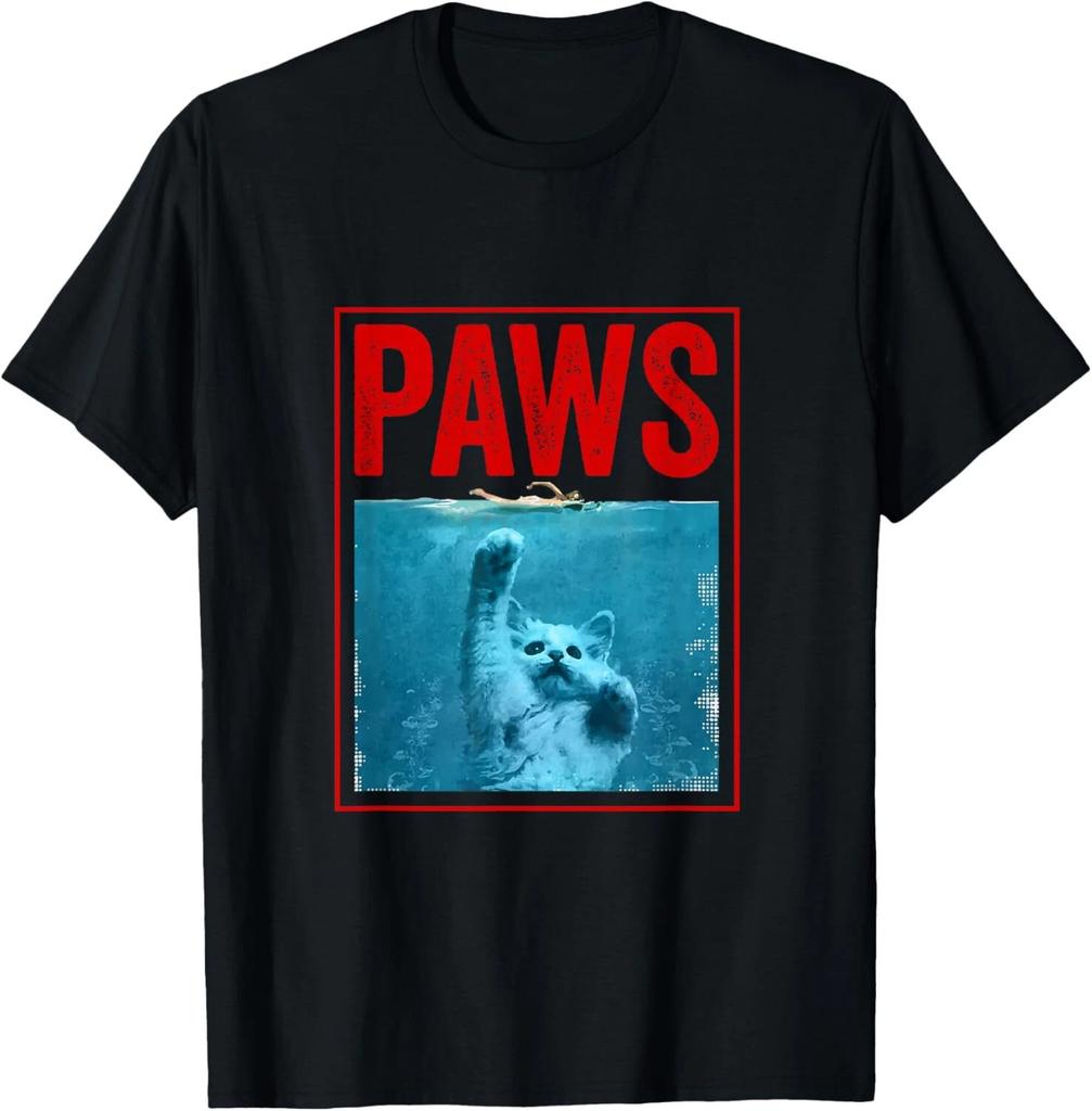PAWS Funny Cat Kitten T-Shirt For Shark And Cat Lovers Gift Unisex T-Shirt