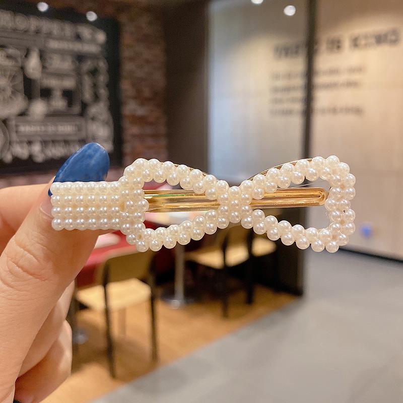 Корейская шпилька для волос со стразами и жемчугом для женщин: Элегантная боковая заколка для челки