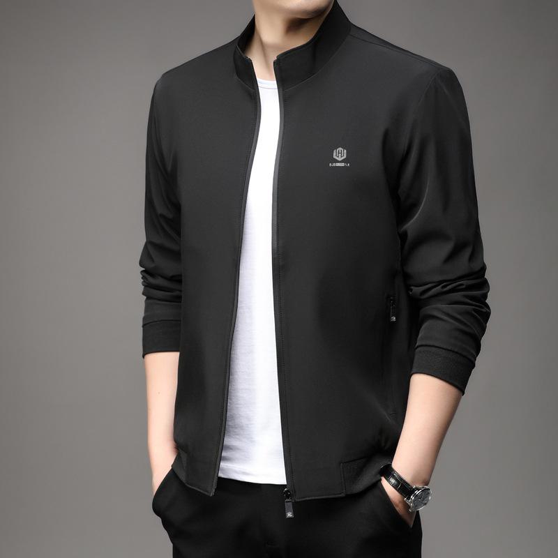 Мужская повседневная куртка в корейском стиле со стойкой - Весна/Осень, Трендовая, Свободного кроя, Большого размера