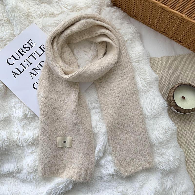 Шарф женский зимний высокого класса новый однотонный теплый шарф из имитации кашемира вязаный шарф шаль