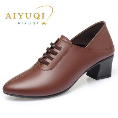 Женская обувь, модные весенние новые женские модельные туфли из натуральной кожи с острым носком, женская обувь на шнуровке