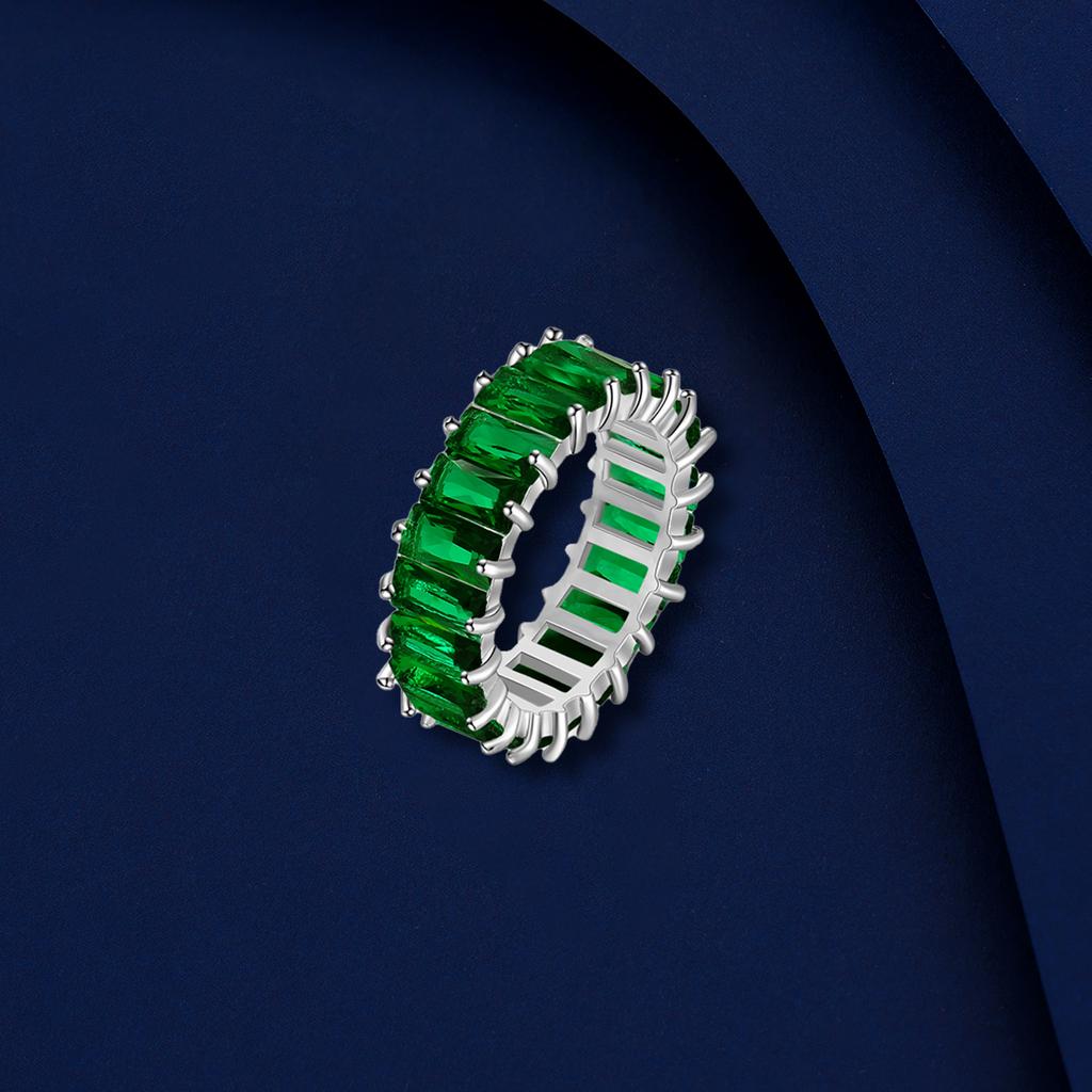 Fashion Rectangular Ring Hip-hop Colored Cubic Zirconia Universal Ring For Men And Women