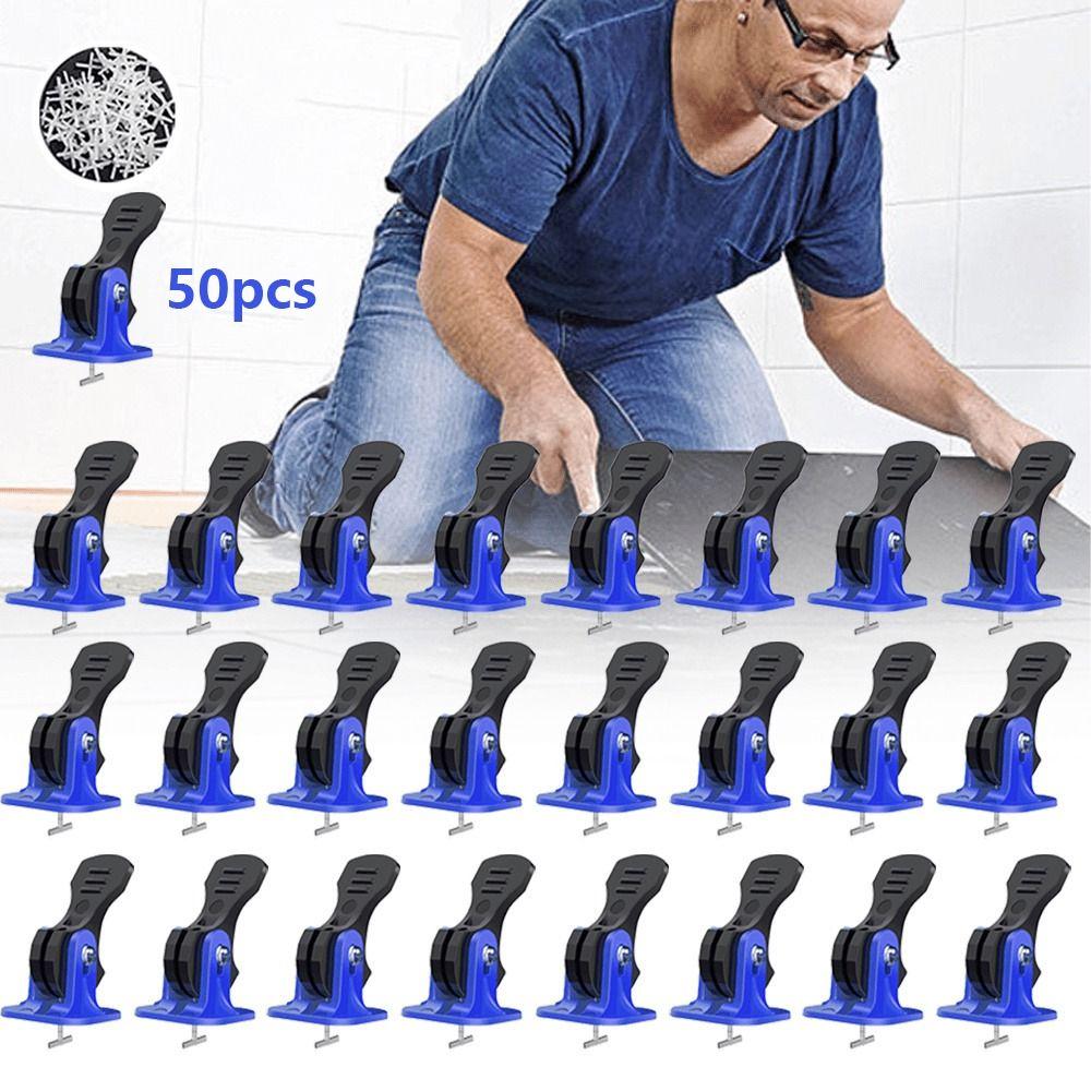 50Pcs Press Type Tile Leveling System Reusable Floor Leveling Tools Home Construction