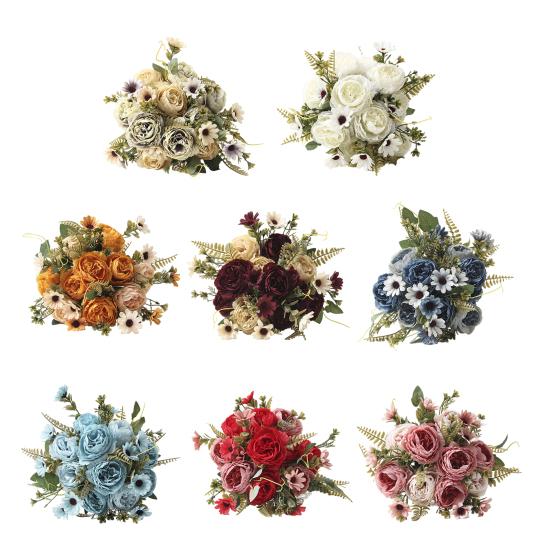 Букеты из искусственных цветов, искусственные ромашки, пионы, букеты, искусственные цветы, центральные украшения для стола, цветочные композиции для дома, свадебные украшения для отеля