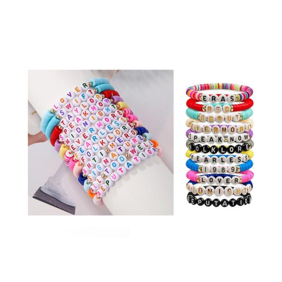 7/11/12/13 шт. браслеты с алфавитом красочные бусины гладкие богемные стиль вдохновляющие слова эластичная веревка из нержавеющей стали женские браслеты для девочек ювелирные изделия