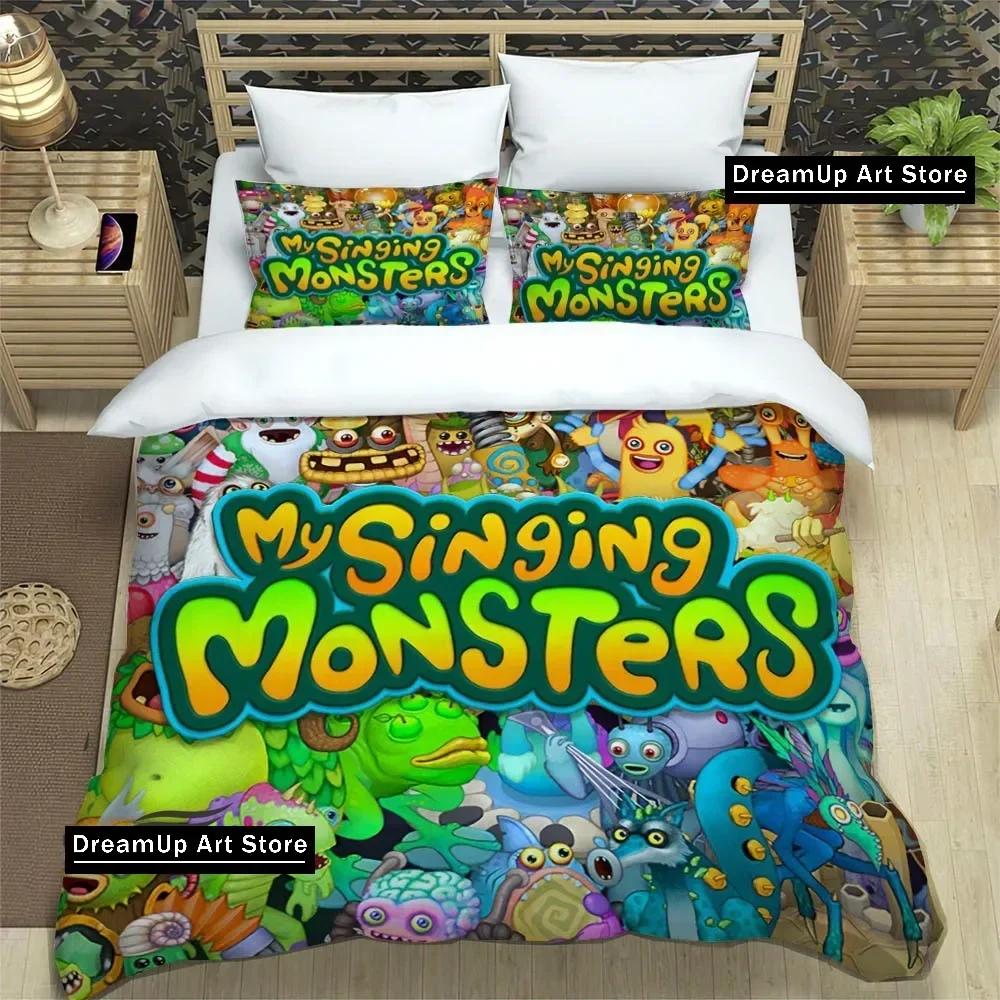 Модный 3D-печатный игровой набор постельного белья My Singing Monsters для мальчиков и девочек, размер Twin, Queen, Full, пододеяльник, наволочка, кровать, спальня взрослого