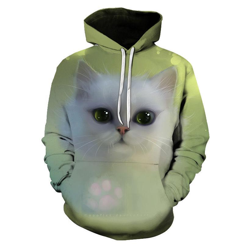2022 Harajuku Cat Printing Super Dalian Толстовка Мужские и женские толстовки Повседневные свободные пуловеры с длинными рукавами Топы с капюшоном