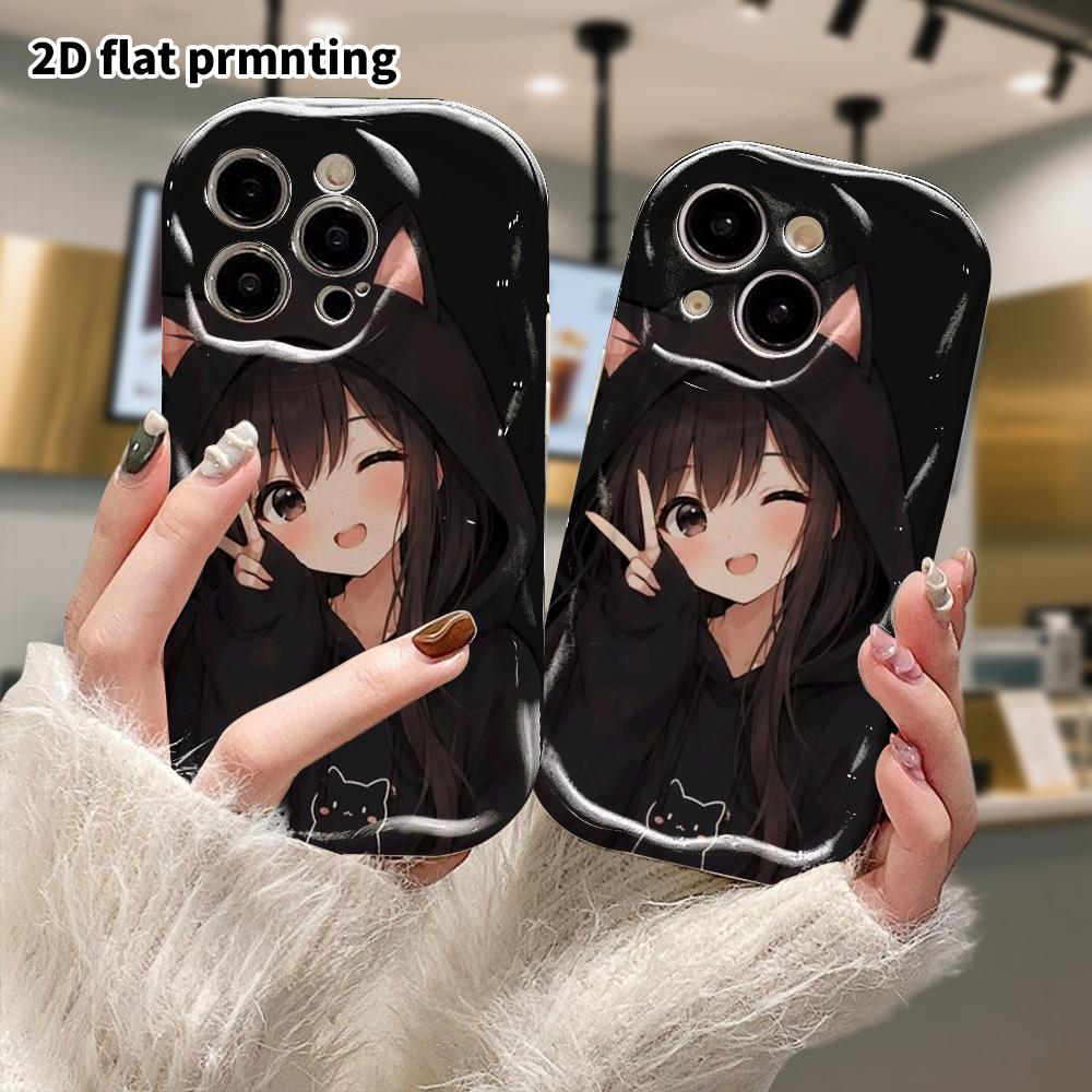 Чехол для телефона: 2D плоский, подходит для iPhone 18 17 16 15 14 13 12 Pro, аниме-девушка, идеальный подарок на Рождество и Хэллоуин