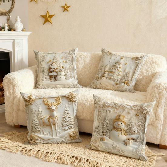 4 шт. Рождественская наволочка на подушку Белая Санта-Клаус Снеговик Рождественская елка Олень Наволочка Рождественская декоративная наволочка для дома Диван Кровать Кушетка