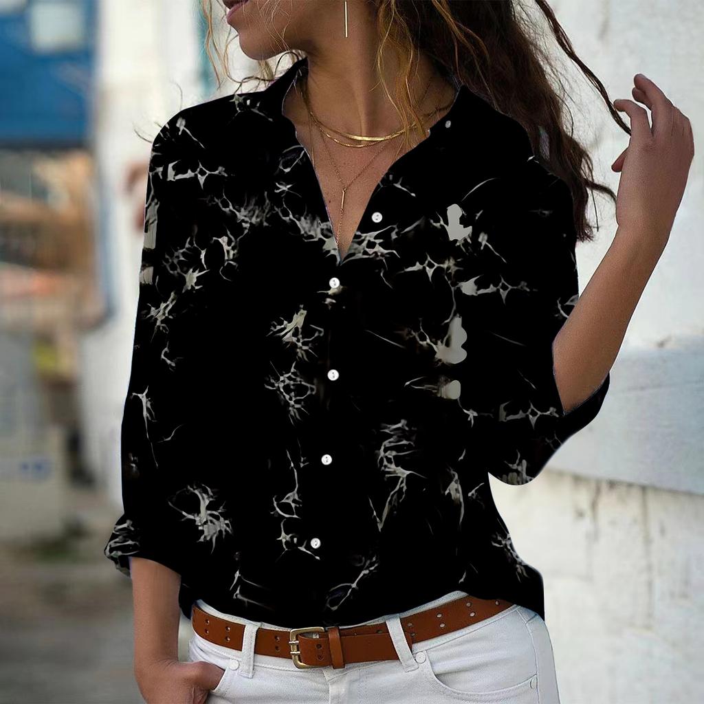 Цветной принт Tie Dyel Женская блузка весна-осень сорочка Femme офисная женская рубашка на пуговицах с отложным воротником