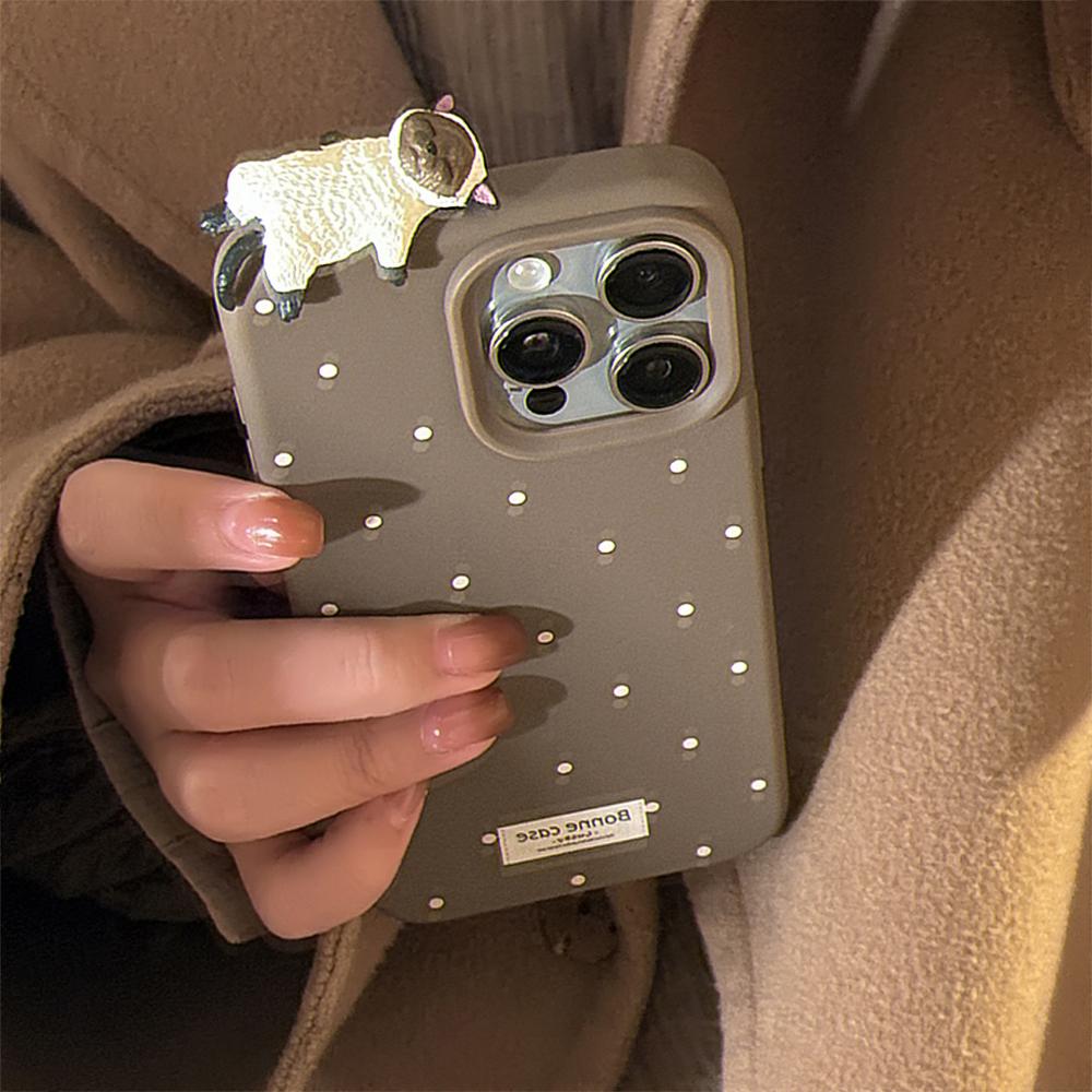 Милый 3D-дизайн лежащего кота для IPhone 17 и Apple 15 Pro Max, Простой модный чехол для телефона в горошек
