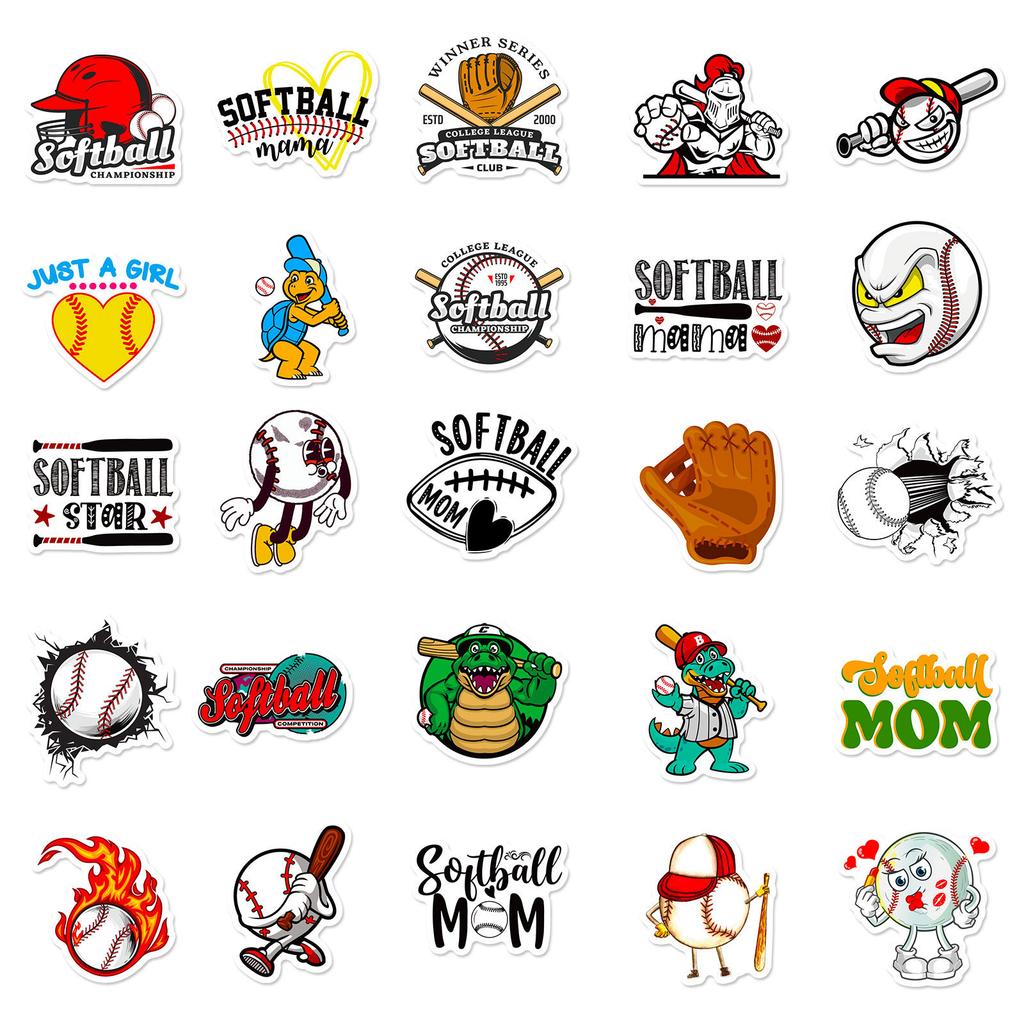 50 Sheets Of Baseball And Softball Nordic Style Independent Personality Diy Decorative Stickers Waterproof Gooka Stickers