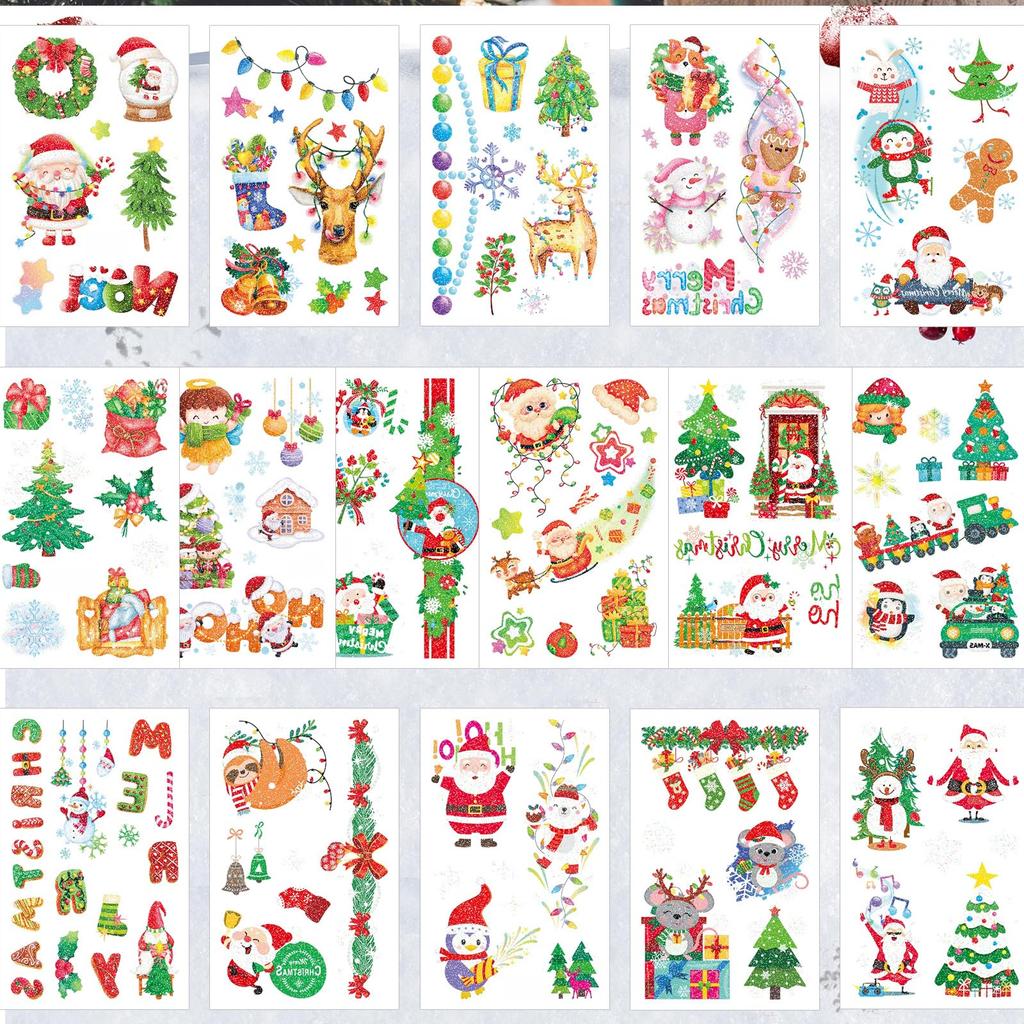 FANOSHONLTD наклейки для татуировок Рождественские блестки для детей Милые наклейки для лица 16 рук Шея Грудь Руки Ноги Дети День рождения Поощрительные наклейки Косплей