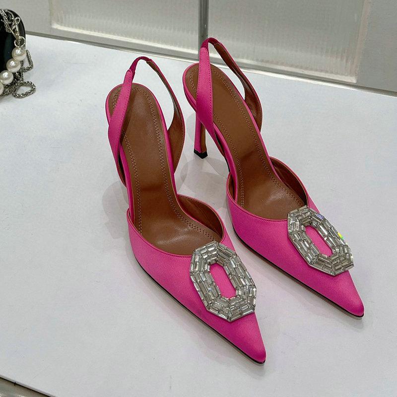 Мода 2025 Женские туфли-лодочки Стразы Высокие каблуки Женские Вечерние На высоком каблуке Стразы Пряжка Шпилька Серебристые Женские Повседневные Сандалии