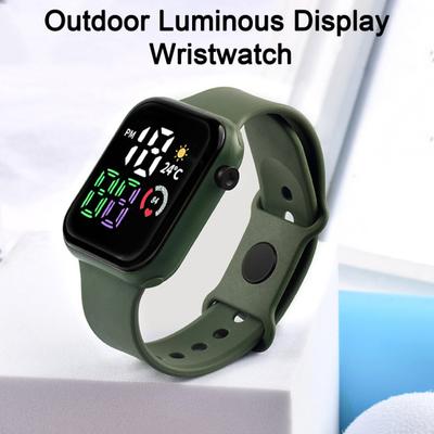 Детские светодиодные цифровые часы с квадратным циферблатом, водонепроницаемые спортивные наручные часы для мальчиков и девочек, модные электронные часы