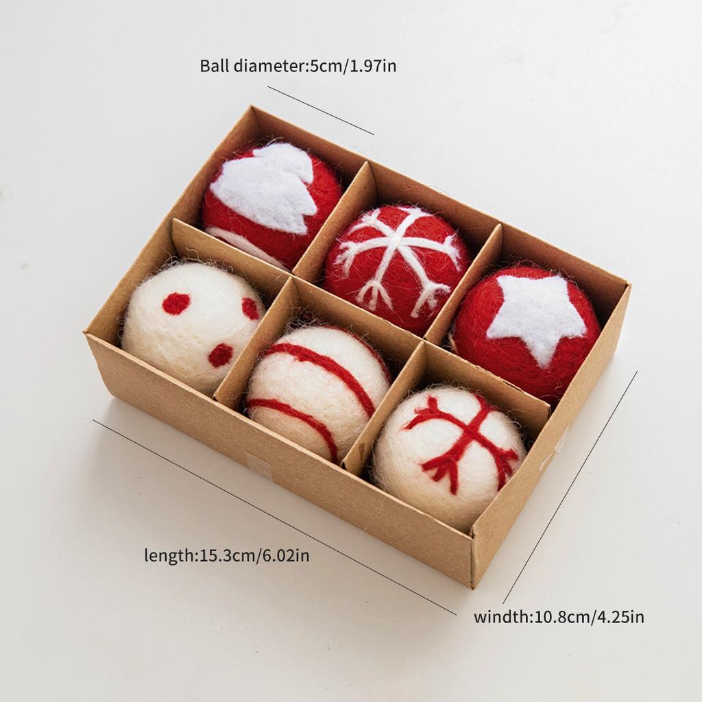 1 Box, Santa Claus and Snowman Felt Ball Pendant, for Christmas Tree, Christmas, Home and Window Display Decoration.