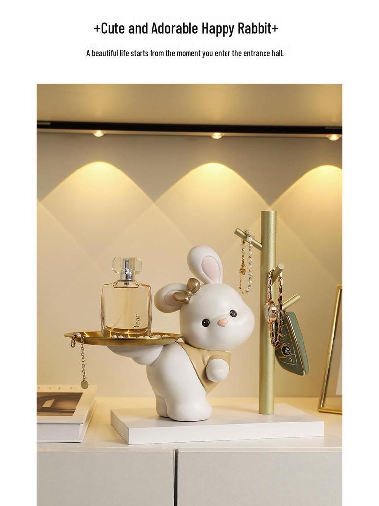 Lucky Cat Resin Craft Key Holder for Home Decor & Children's Room Storage