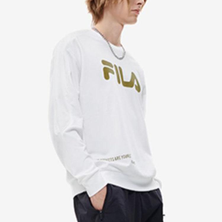 Fila Fusion Свободный мужской свитшот с круглым вырезом и большим логотипом Белый T11M231204FWT