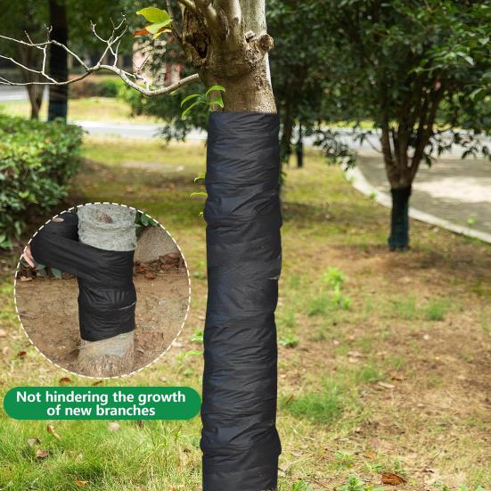 1 рулон черного защитного бинта для ствола дерева, ширина 3,9 дюйма, дышащая защитная пленка для ствола дерева для предотвращения повреждений, сохраняющая растения в тепле