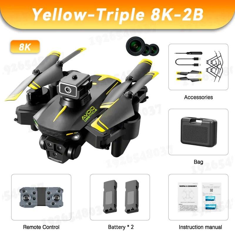 Новый KY605S RC Дрон GPS 8K Professinal с тремя камерами Широкоугольный оптический локализация потока Четырехсторонний квадрокоптер для предотвращения препятствий