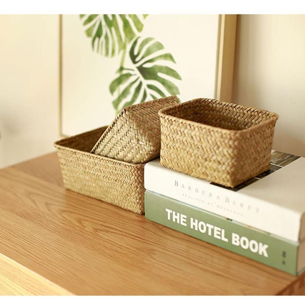 Cosmetic Storage Fruit Storage Box Storage Baskets Woven Seagrass Straw Rattan Basket Picnic Basket