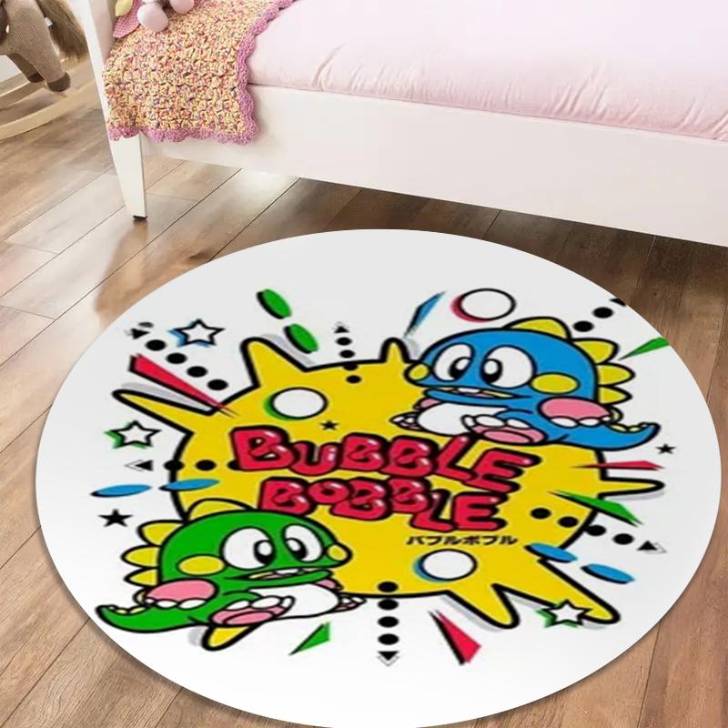 Bubble Bobble Round Area Rug,Carpet Rug for Living Room Bedroom Sofa Playroom Decor,Non-slip Floor Mat41