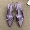 Fashion Summer New Baotou Sandals Women Fashion Pointy Shallow Mouth Butterfly Knot A Slip-on Wear Resistant Stiletto Heels